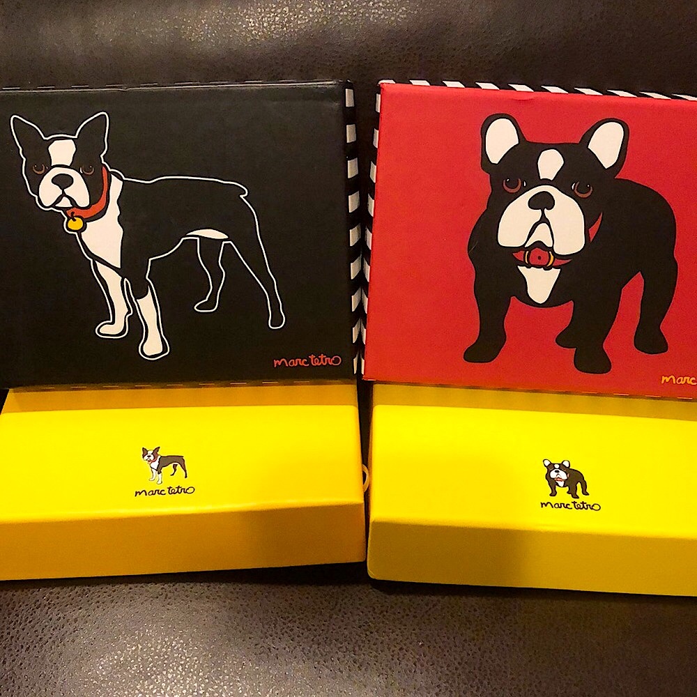 K MARC TETRO Red Bull Dog or Black Bull Dog Saffiano Leather Full Zip Wristlet